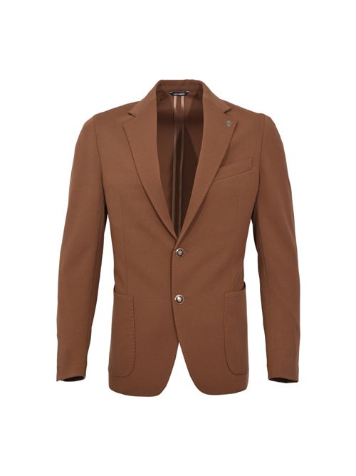 Giacca monopetto in tessuto stretch Cacao